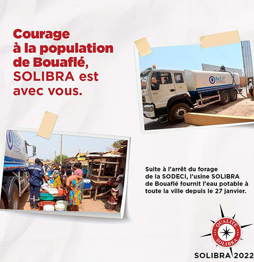 L'USINE DE SOLIBRA BOUAFLÉ FOURNIT TOUTE LA VILLE EN EAU POTABLE