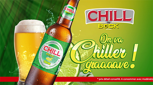 CHILL BY BOCK, BIERE AROMATISEE AU CITRON ET FAIBLEMENT ALCOOLISEE