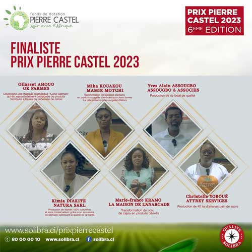 Prix Pierre Castel 2023 / Présentation des 06 agripreneurs finalistes sélectionnés.